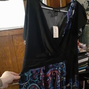 Lane Bryant Black and Blue Sleeveless Sundress